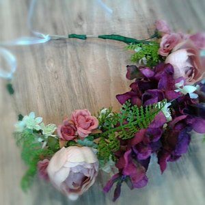 Boho Floral Wedding Flower Crown Bridesmaid Bridal Fairy Tiara Elven Cottagecore